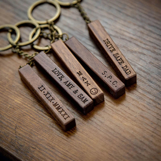 5 Blank Walnut Keychains